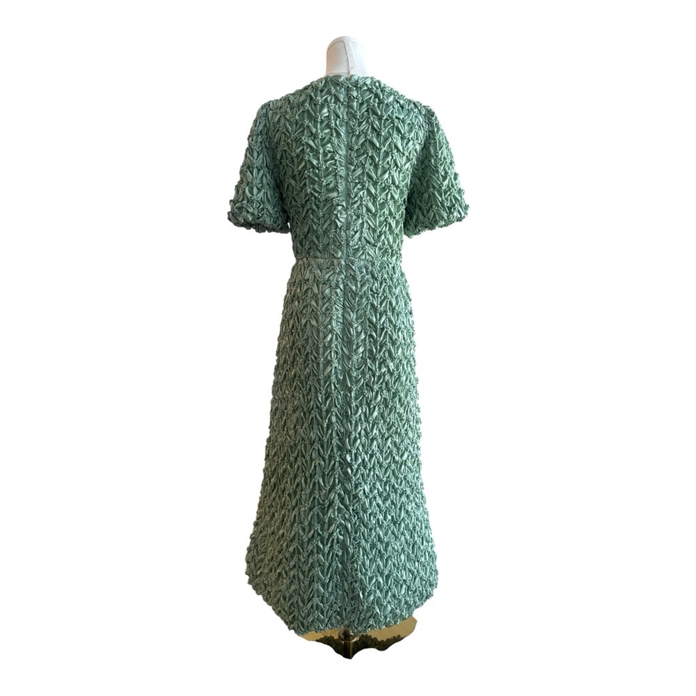 FFF33 Green texted print dress with bow detail size small - Picture 3 of 4